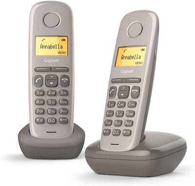 Draadloze Telefoon - Huistelefoon Duo - Thuis Bellen - Met Antwoordapparaat - 2 Handsets - Taupe