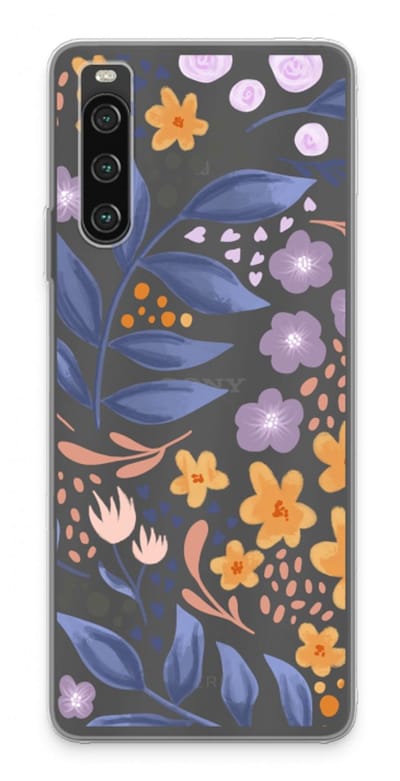 Case Company® - Hoesje geschikt voor Sony Xperia 10 IV hoesje - Flowers with blue leaves - Soft Cover Telefoonhoesje - Bescherming aan alle Kanten en Schermrand