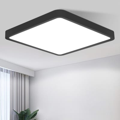 NETTLIFE Plafondlamp LED - 23cm - vierkant - Zwart - 6500 K Koel wit Licht - Modern Plafondverlichting - Plafondlamp plat - voor Slaapkamer | Woonkamer | Keuken- 18W