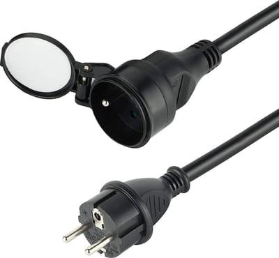 Verlengkabel professioneel waterdicht IP44 5 m zwart doorsnede 3G15 mm² - Electraline 200121