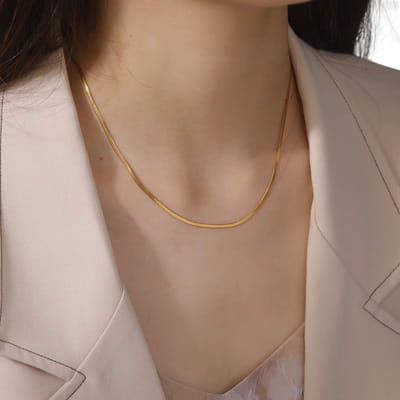 Roestvrijstalen Lange Ketting 50 cm x 2mm – Heren & Dames Halsketting, Trendy Mode-Sieraden Cadeau - Goud