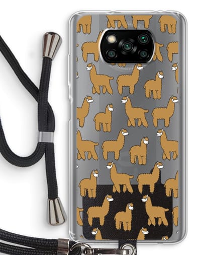 Case Company® - Hoesje met koord geschikt voor Poco X3 Pro hoesje met Koord - Alpacas - Telefoonhoesje met Zwart Koord - Bescherming aan alle Kanten en Over de Schermrand