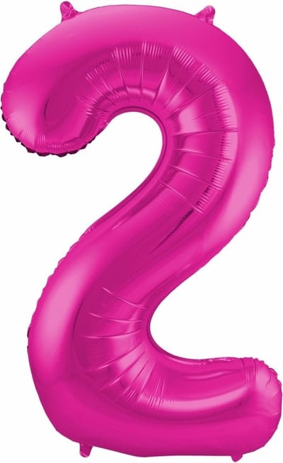 Folat Verjaardag Leeftijd folieballon - 2 jaar - roze - 86 cm - cijferballon groot