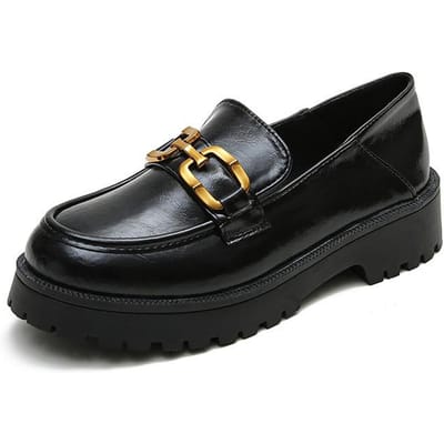 Nieuwe Loafers Dames Retro Brits Instapper Student Dikke Zool Kleine Leren Schoenen Dames Schoenen met Dikke Hakken 43