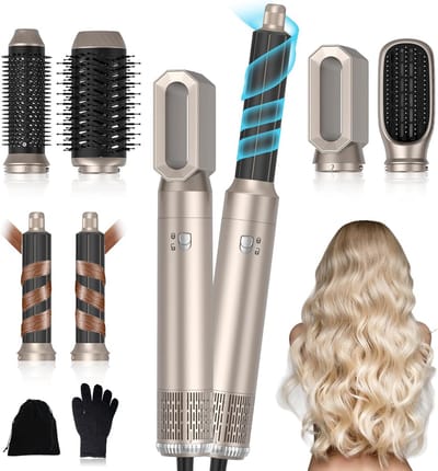 6-in-1 Föhnborstel Set met Krul-, Volume- en Stijlinzetstukken - Multifunctionele Haren Styler