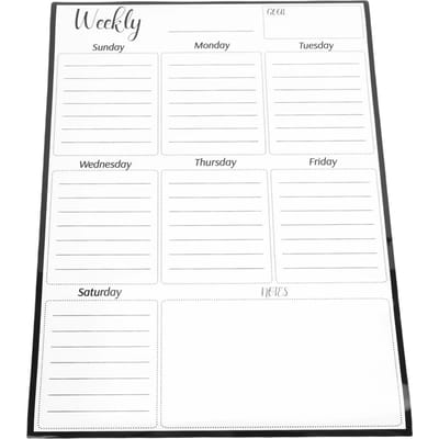 Magneet Wekelijkse Planner Uitwisbaar Whiteboard Verticaal To Do Lijstblad voor Klaslokaal Roestvrijstalen Koelkastdeur gray