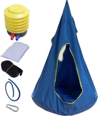 Hangmat Stoel - Schommelstoel Nest - Ontspannen Buiten - Stabiel Ringframe - 135 x 100 cm - Blauw