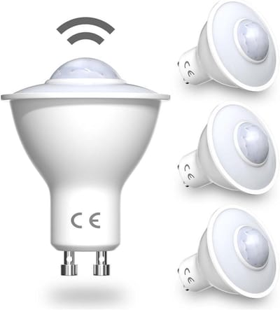 4x GU10 LED Spot met PIR Bewegingsmelder - 5W Koud Wit (6000K) - 7 Meter Sensorbereik