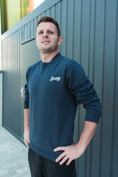 Jeep heren bomberhalssweatshirt blauw - S