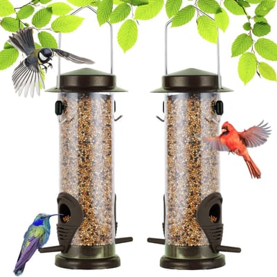 NTHProducts - Vogelvoederhanger - Vogelvoeder - Weerbestendig - Koffiekleur - Zwaargewicht - Handig voor meerdere vogels - 2 openingen