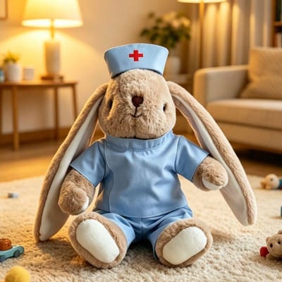 Creativiteit Verpleegster Konijn Pluche Speelgoed Squishy Knuffeldier Voor Verpleegkundigen Schattig Medisch Thema Afstudeercadeau Voor Gezondheidswerkers 23CM gray