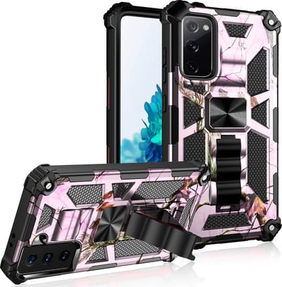 Hoesje Geschikt Voor Samsung Galaxy S20 hoesje armor case Heavy Duty Shockproof Military Grade - Hoesje Geschikt Voor Samsung Galaxy S20 hoesje kickstand cover Camouflage / Pink