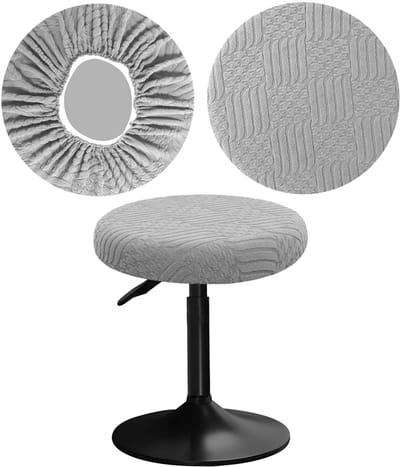 rond 30-40 cm met jacquardpatroon barkruk stoelhoezen rond, elastisch, zacht en comfortabel zijn rijke kleuren die afneembaar en wasbaar zijn (1, Lichtgrijs)