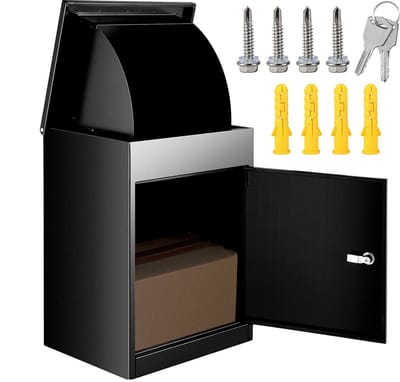 Delicino Brievenbus - Pakketbrievenbus - Hangend/Staand - 44x35x58 cm - Zwart