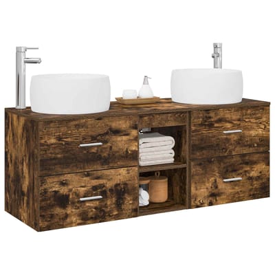 vidaXL - Badkamermeubel - Set - 3 - st - Gerookt - eiken - 49,5 - x - 44,5 - x - 66 - cm