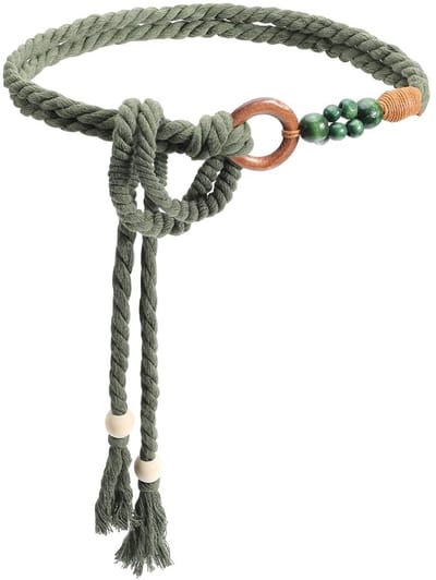 Dailygoody - Bohemian Riem - Boho Touw Riem - Handgemaakt - Zwarte Riem - Decoratieve Taille Riem - Geschikt voor Dames - Lange Skinny Riem