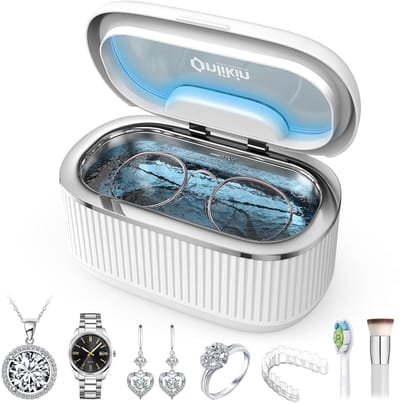 Ultrasone Reiniger - Sieraden Brillen - Diepe Reiniging - 3 Vermogensmodi - 5 Timers - Wit