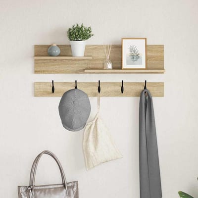 vidaXL - Wandgemonteerde - kapstok - Muurmontage - Sonoma - Eik - 90 - x - 15 - x - 36 - cm