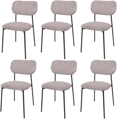 Set van 6 eetkamerstoelen MCW-O26, keukenstoel gestoffeerde stoel, corduroy (330 g/m²) stof/textiel metaal ~ lichtgrijs