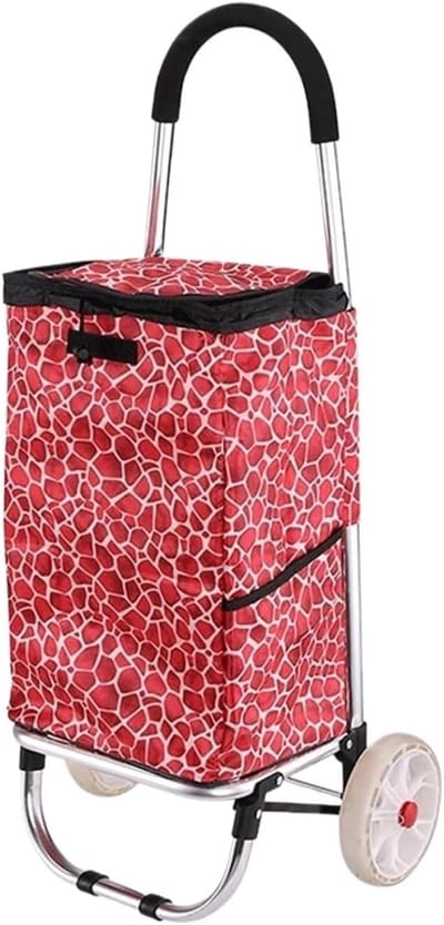 Boodschappentrolley met Wielen - Winkelwagen Opvouwbaar - Dagelijkse Boodschappen - Traplift Functie - 67x32cm - Rood