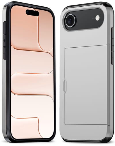 Hoesje Geschikt voor iPhone Air Hoesje Pasjeshouder Shockproof Hard Case - Hoesje Geschikt voor iPhone Air Hoes Met Kaarthouder - Grijs