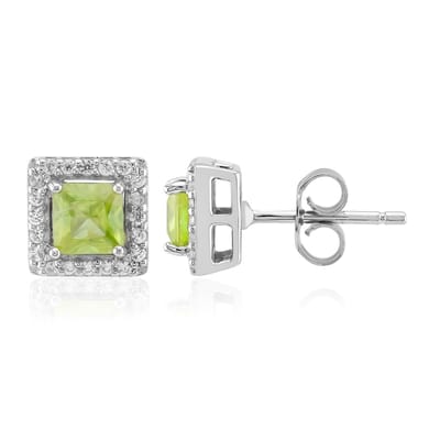 Cavill - 925 Sterling Zilver Vergulde Elegante Oorbellen - 1,063 ct Madagaskar Sfeen & 0,304 ct Zirkonia - Vierkante Prinsessenslijp - Dames Sieraden