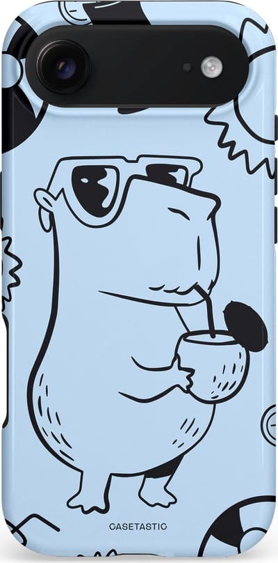Casetastic hoesje geschikt voor Apple iPhone Air - MagSafe - Dubbellaagse bescherming - Capibara cocktail - Fashion Case - Lichtgrijs Zwart Lichtblauw