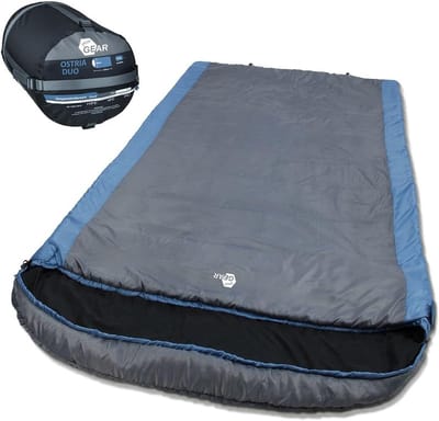 Lichte Duo Slaapzak -3°C voor 2 Personen, Ideaal voor Kamperen of Festivals, 230x160 cm