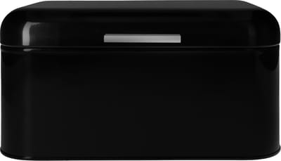 QUVIO Broodtrommel - Brooddoos - Brood bewaren - Vershouddoos voor brood - Brooddoos - Klepdeksel - Scharnierdeksel - Zwart - Ijzer - Geschikt voor een half brood - 20 x 30 x 16 cm