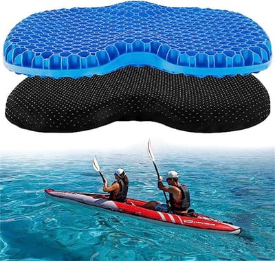 YAGXIG Kajak zitkussen - Kajak accessoires - Zitkussen - Buiten vissen - Gebruik op de boot - Opblaasbare boot dubbellaags - Ademend - 3D - Verkoelend elastisch zitkussen - Blauw met stoffen bekleding-40*32*3,5 cm