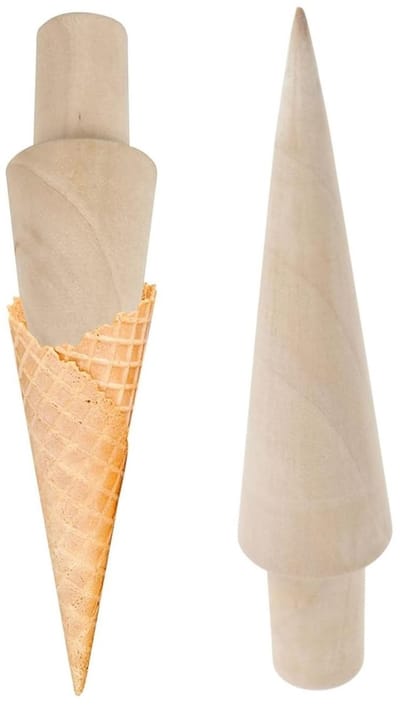 Dailygoods- IJshoornvormer 2 Stuks - Wafelvormer - Houten Hoornvormer - Kegelvormer - Voor IJshoorntjes - Duurzaam Hout - Wafelvorm