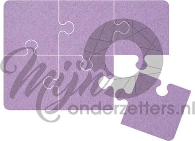 Puzzel vilt onderzetter - Lila - 6 stuks - ø 9,8 cm - Tafeldecoratie - Glas onderzetter - Cadeau - Woondecoratie - Woonkamer - Tafelbescherming - Onderzetters voor glazen - Keukenbenodigdheden - Woonaccessoires - Tafelaccessoires