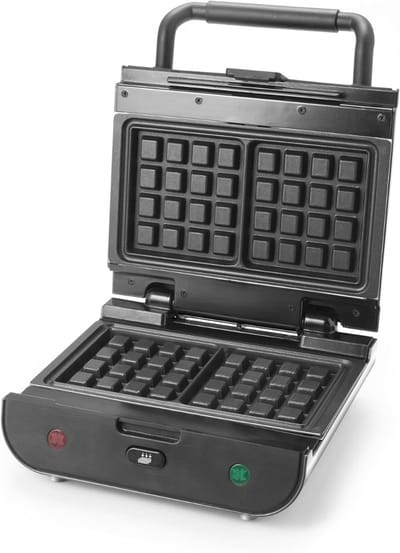 RUX® Wafelijzer met verwisselbare platen - Wafelijzer - Zilver - ‎29cm x 26cm x 12cm