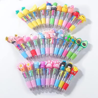 Dailygoods- Balpennen 32 Stuks - Intrekbare Vulling 0,7 mm - Meerkleurig - Grappige Dieren - Cadeautje Kinderen - Schoolbenodigdheden - Kleurpen