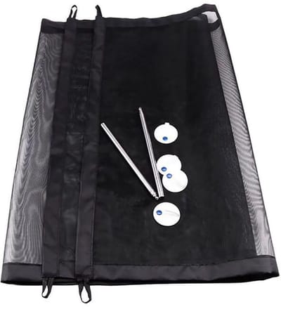 Dailygoods - Traphekje zonder boren, 110 x 72 cm, deurbeschermingshek, afsluitrooster voor huisdieren, honden, katten, baby's, zwart