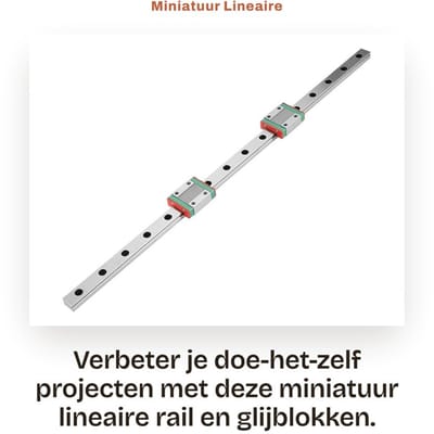 Dailygoods- Lineaire Rail 400 mm - MGN12 Glijrail - 2x MGN12B Glijblokken - Lagerstaal - Vergrendeld - Flexibel Smeersysteem - Geleiderail