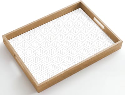 Dienblad hout 50x35 cm - Schootdienblad - Grafisch - Patroon - Modern - Borrelplank rechthoek - Plateau dienbladen