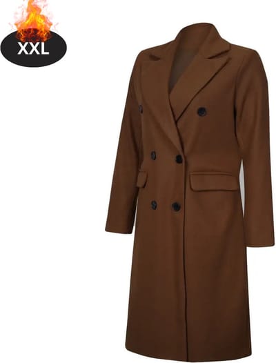 Livano Mantel Dames - Tussenmantel - Jas - Mantelpakje - Trenchcoat - Overjas - Overcoat - Winter - Karamel- XXL