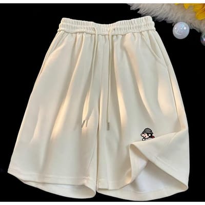 Bedrukte Casual Shorts Heren Zomer Dunne Rechte Pijp Koppel Vijfpunts Broek Losse Basketbal Sport Mid-sport Broek One size beige