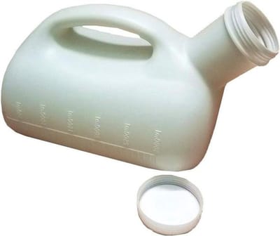 Urinefles 3000ml voor mannen met deksel voor onderweg, ziekenhuis, outdoor - wit.