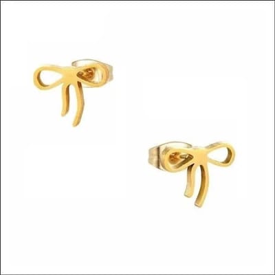 Aramat Jewels | Oorbellen | Hippe Stalen strikjes oorbellen | Goudkleurig-9x6mm | |10mm | Staal | Kinderen, Volwassenen | Verkleurd niet