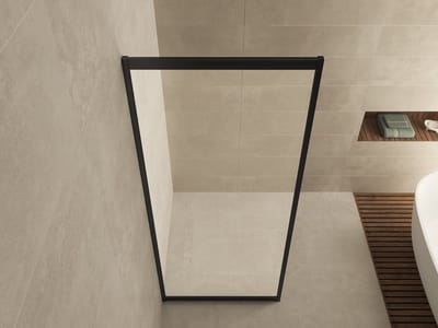 Wiesbaden Skyline zijwand voor nis schuifdeur 800 x 2000 x 8 mm nano helder glas/mat zwart