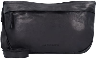 HAROLD'S Leren Schoudertas Submarine Shoulderbag Zip Black Zwart