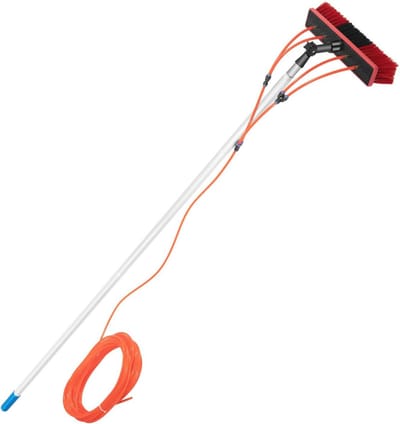 Telescoopstang Raamreiniger - Watergeleidende steel Wasborstel - Hoge oppervlakken reinigen - Draaibare borstelkop - 8 meter - Rood