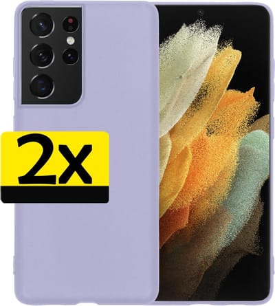 Hoesje - 2 Stuks - Geschikt voor Samsung Galaxy S21 Ultra - Sterk & Shockproof - Case Siliconen - Back Cover - Telefoon Hoes - Telefoonhoesjes - Lila