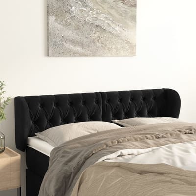 vidaXL - Hoofdbord - met - randen - 147x23x78/88 - cm - fluweel - zwart