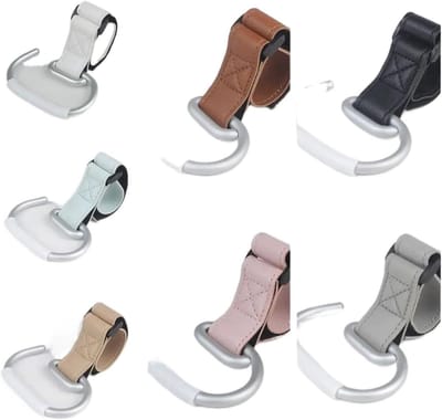 Kinderwagen Haken - Winkelwagen Organizer - Handsfree Dragen - Soepele Bediening - 6 Stuks - Kaki