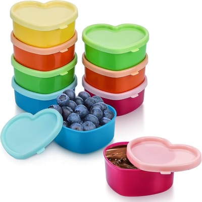 Set van 9 Kleine Voedselcontainers met Deksel, 90ml Plastic Snackpotjes, Luchtdichte Keukenopslag voor Snacks en Maaltijden