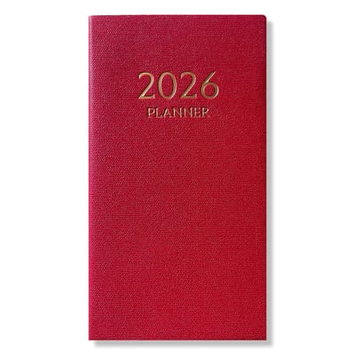 2026 Pocket Agenda - Dagagenda 1D/1P - Softcover Rood - 9,5x17,3cm