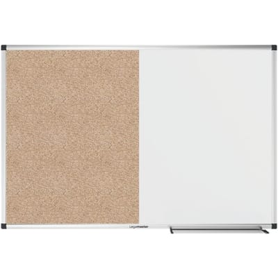 Combibord Legamaster UNITE, prikbord & whiteboard, B 900 x D 12,6 x H 600 mm, gelakt staal & natuurkurk, wit & bruin